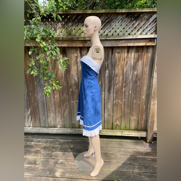 Vintage Handmade Strapless Denim Dress - Picture 7 of 12